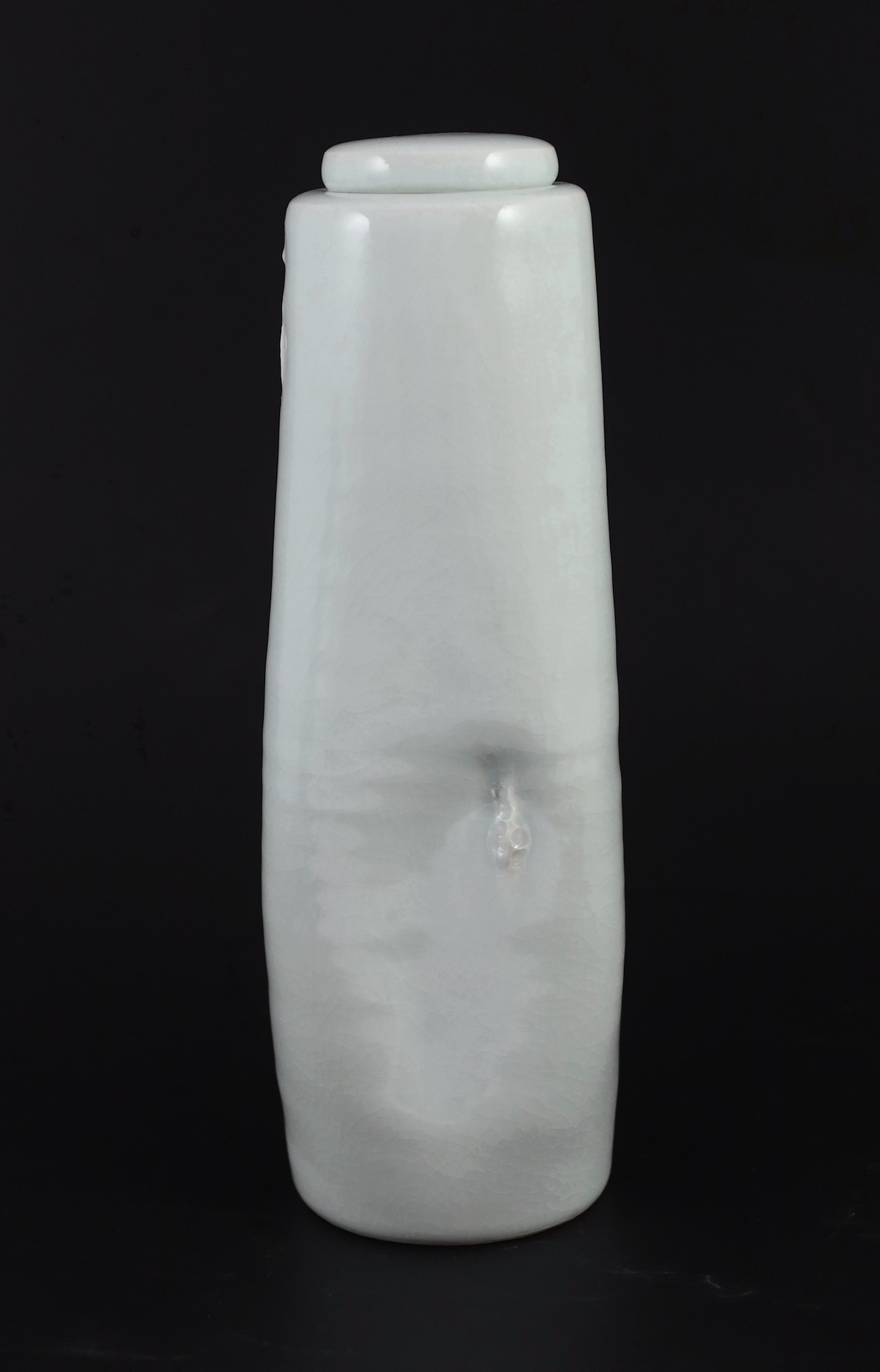 Edmund de Waal (b.1964) a tall dimpled porcelain lidded vase, c.1993, 28.5 cm high